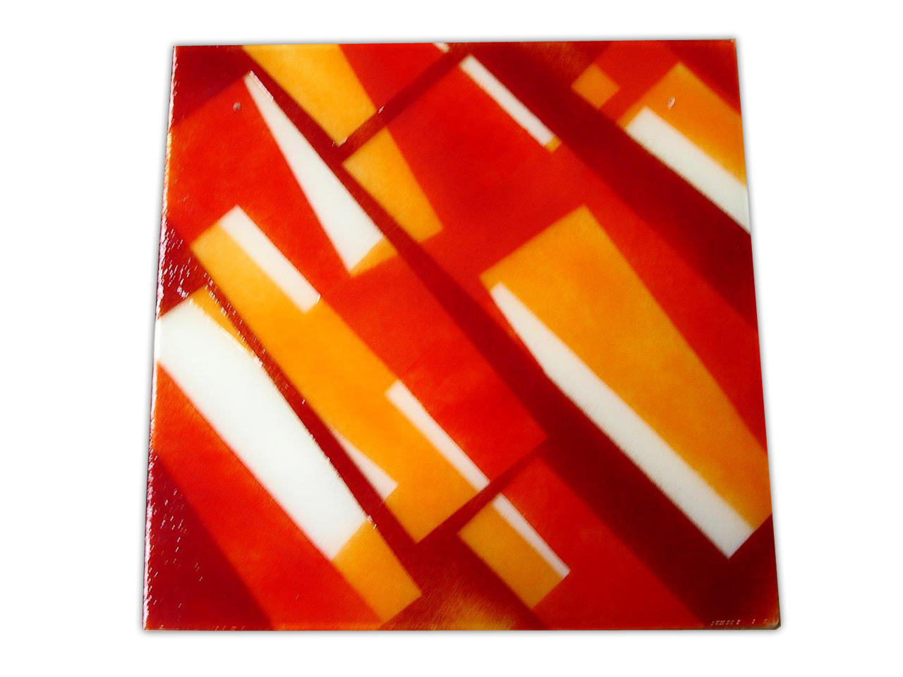glass in interiorsGlass tile - orange/red rectangles